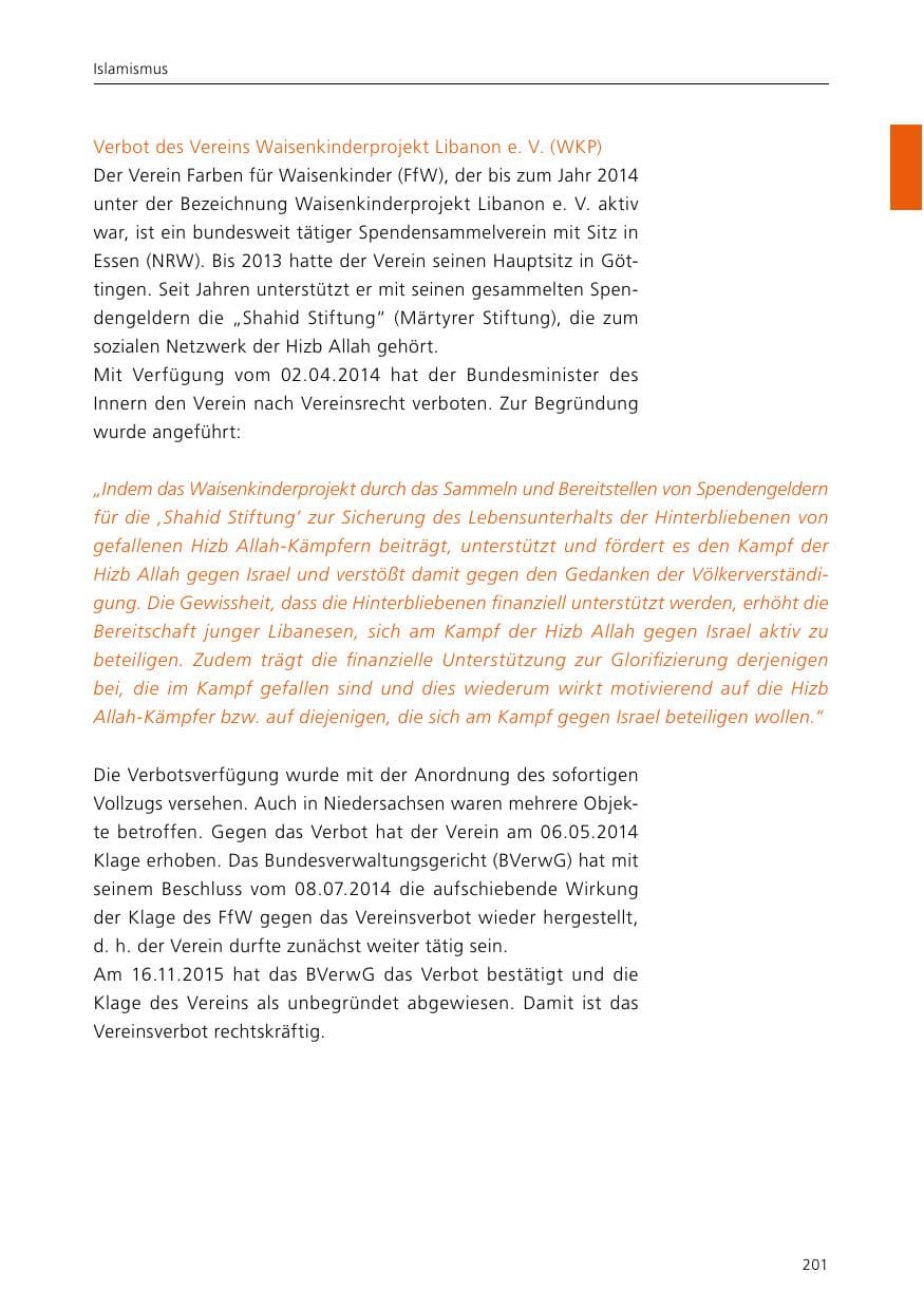 Seite 203 des Verfassungsschutzbericht 2015 Niedersachsen