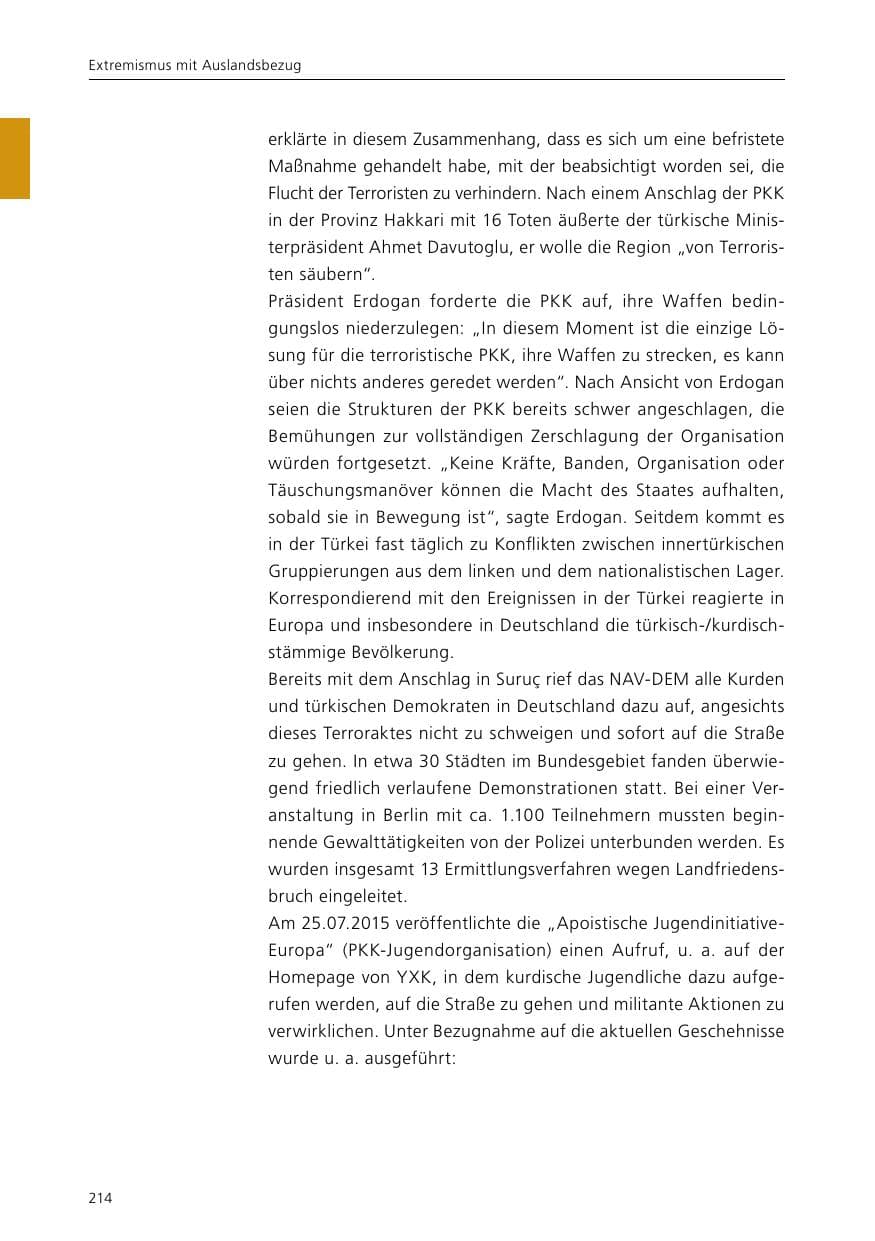 Seite 216 des Verfassungsschutzbericht 2015 Niedersachsen