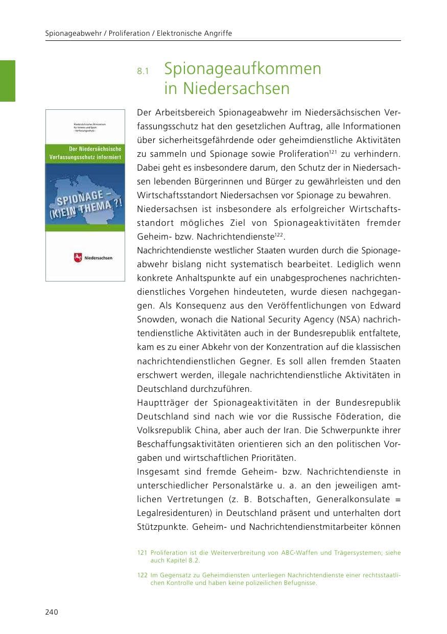 Seite 242 des Verfassungsschutzbericht 2015 Niedersachsen
