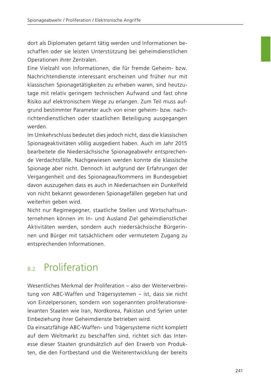 Seite 243 des Verfassungsschutzbericht 2015 Niedersachsen