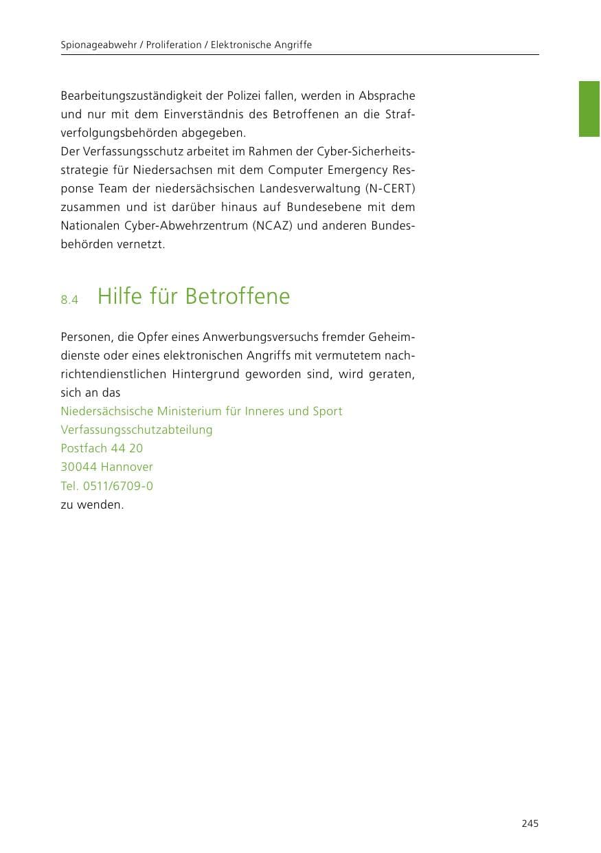 Seite 247 des Verfassungsschutzbericht 2015 Niedersachsen