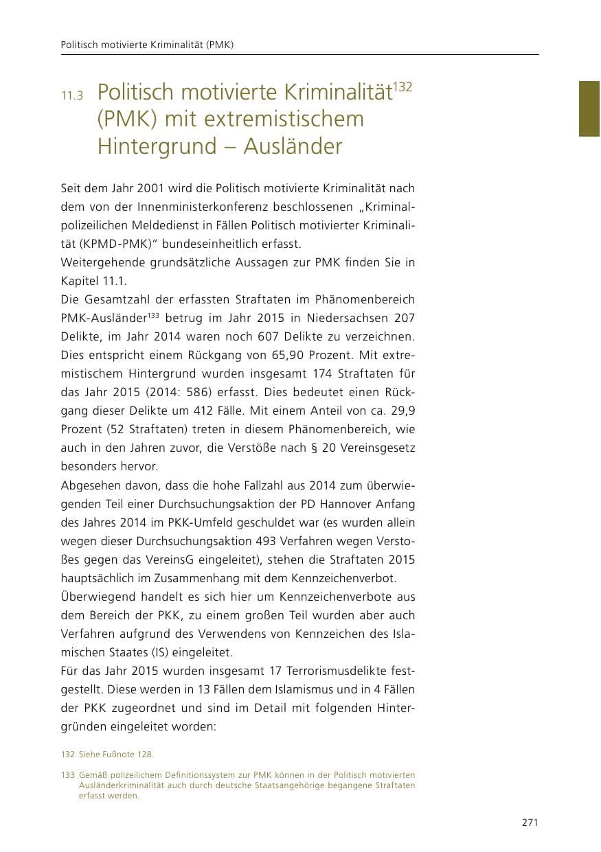 Seite 273 des Verfassungsschutzbericht 2015 Niedersachsen