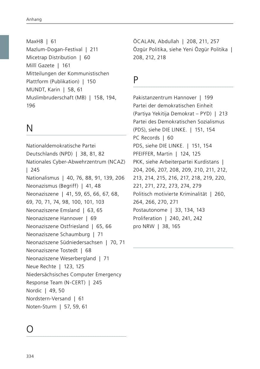 Seite 336 des Verfassungsschutzbericht 2015 Niedersachsen