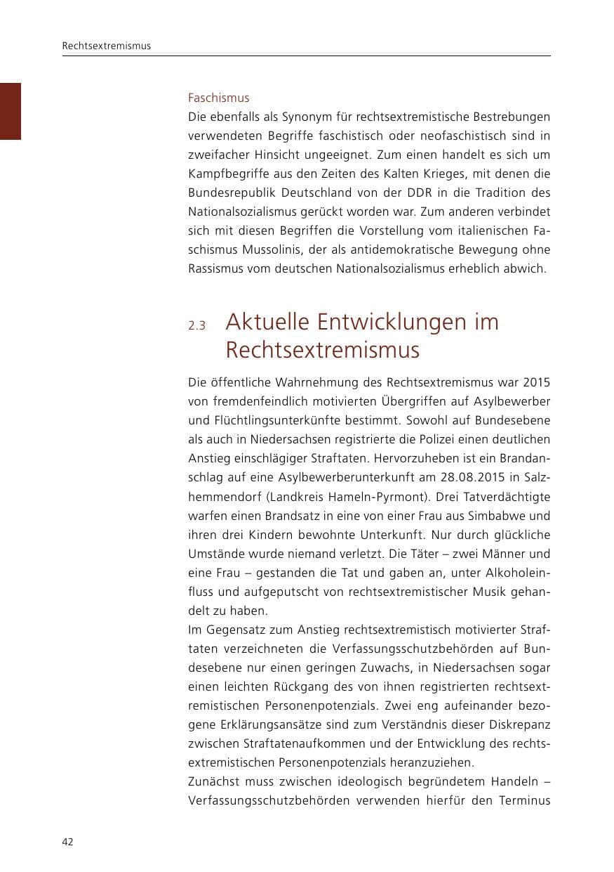 Seite 44 des Verfassungsschutzbericht 2015 Niedersachsen