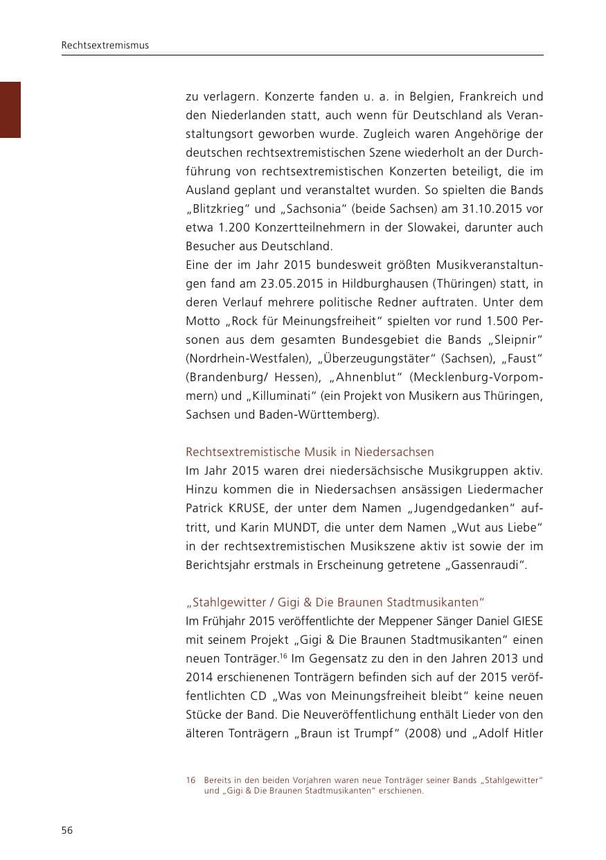 Seite 58 des Verfassungsschutzbericht 2015 Niedersachsen
