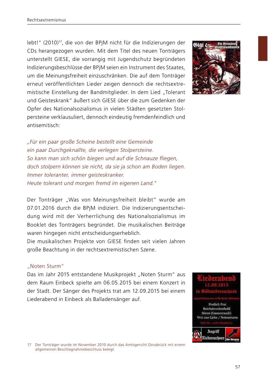 Seite 59 des Verfassungsschutzbericht 2015 Niedersachsen