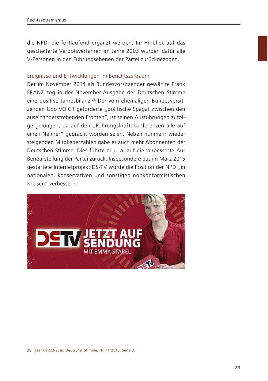 Seite 85 des Verfassungsschutzbericht 2015 Niedersachsen