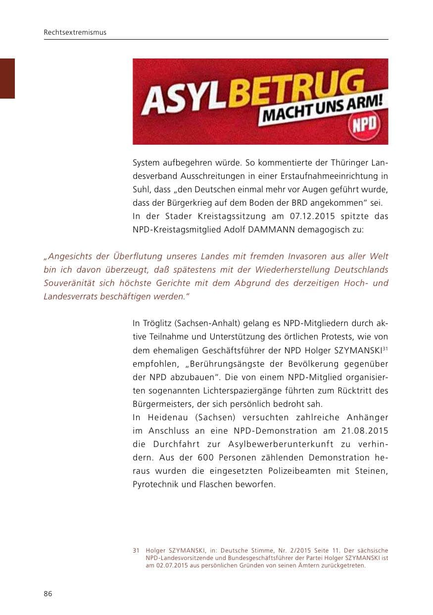Seite 88 des Verfassungsschutzbericht 2015 Niedersachsen