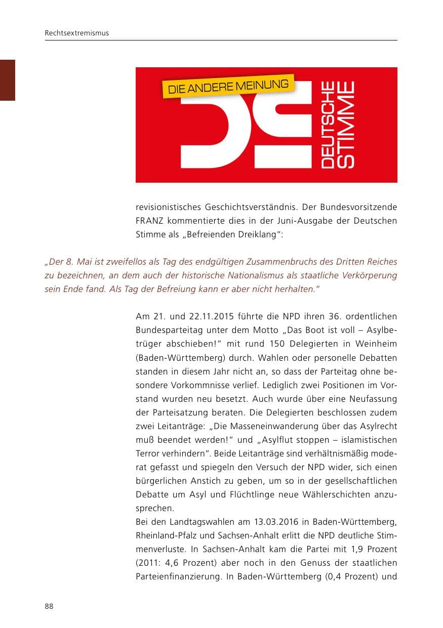 Seite 90 des Verfassungsschutzbericht 2015 Niedersachsen