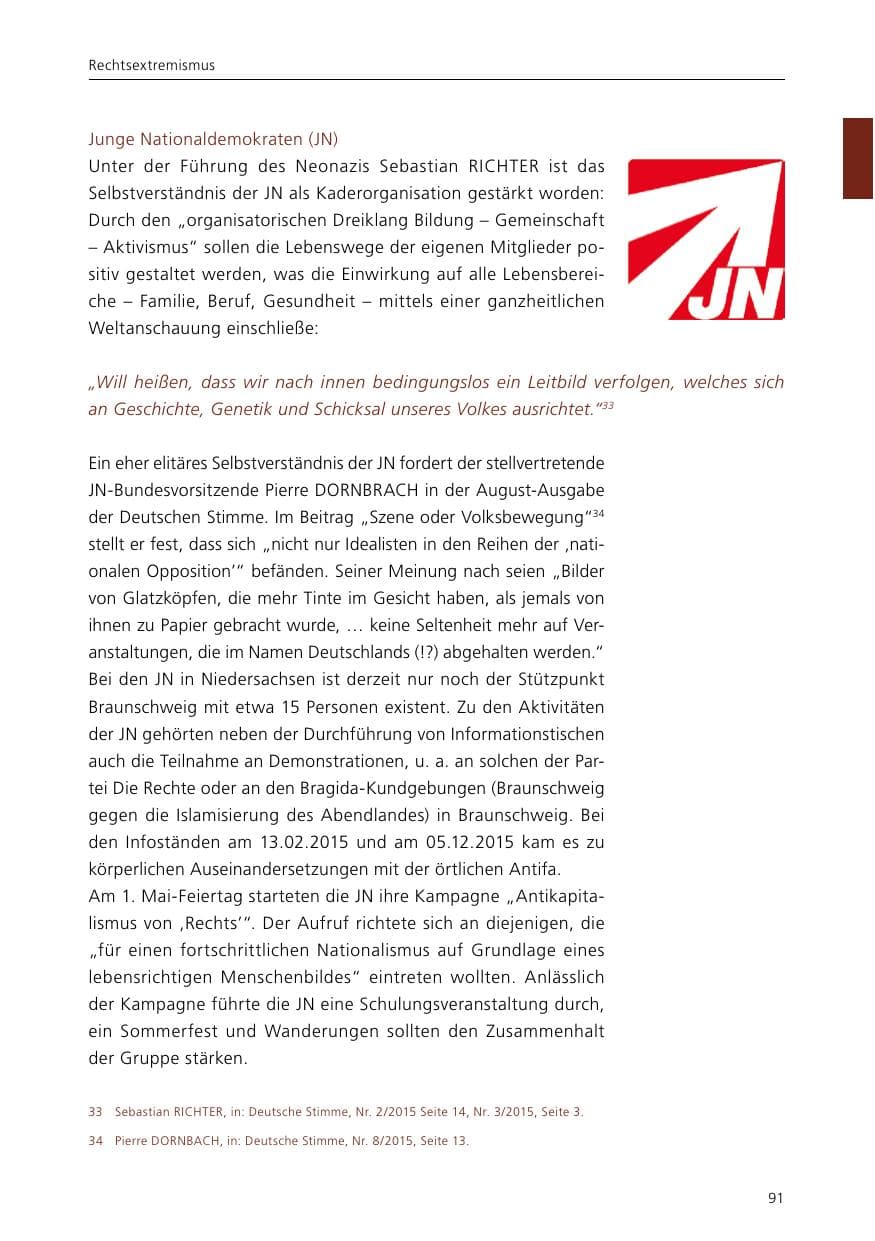 Seite 93 des Verfassungsschutzbericht 2015 Niedersachsen