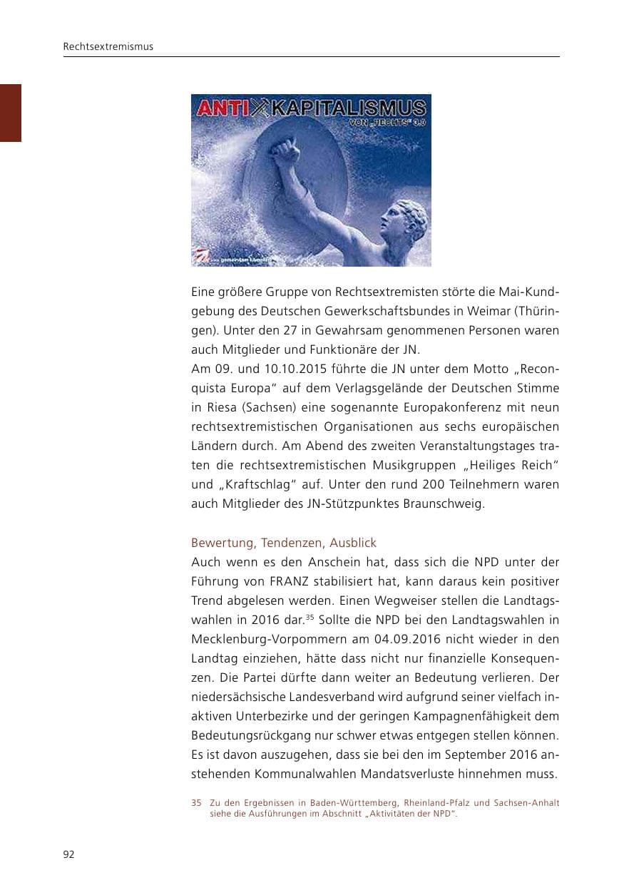 Seite 94 des Verfassungsschutzbericht 2015 Niedersachsen
