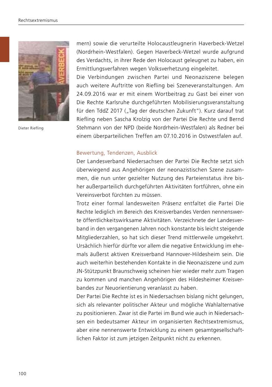Seite 102 des Verfassungsschutzbericht 2016 Niedersachsen