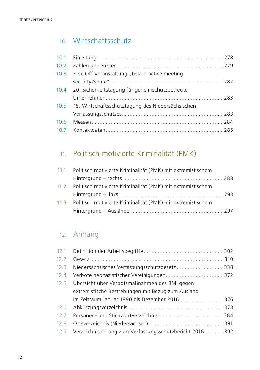 Seite 14 des Verfassungsschutzbericht 2016 Niedersachsen