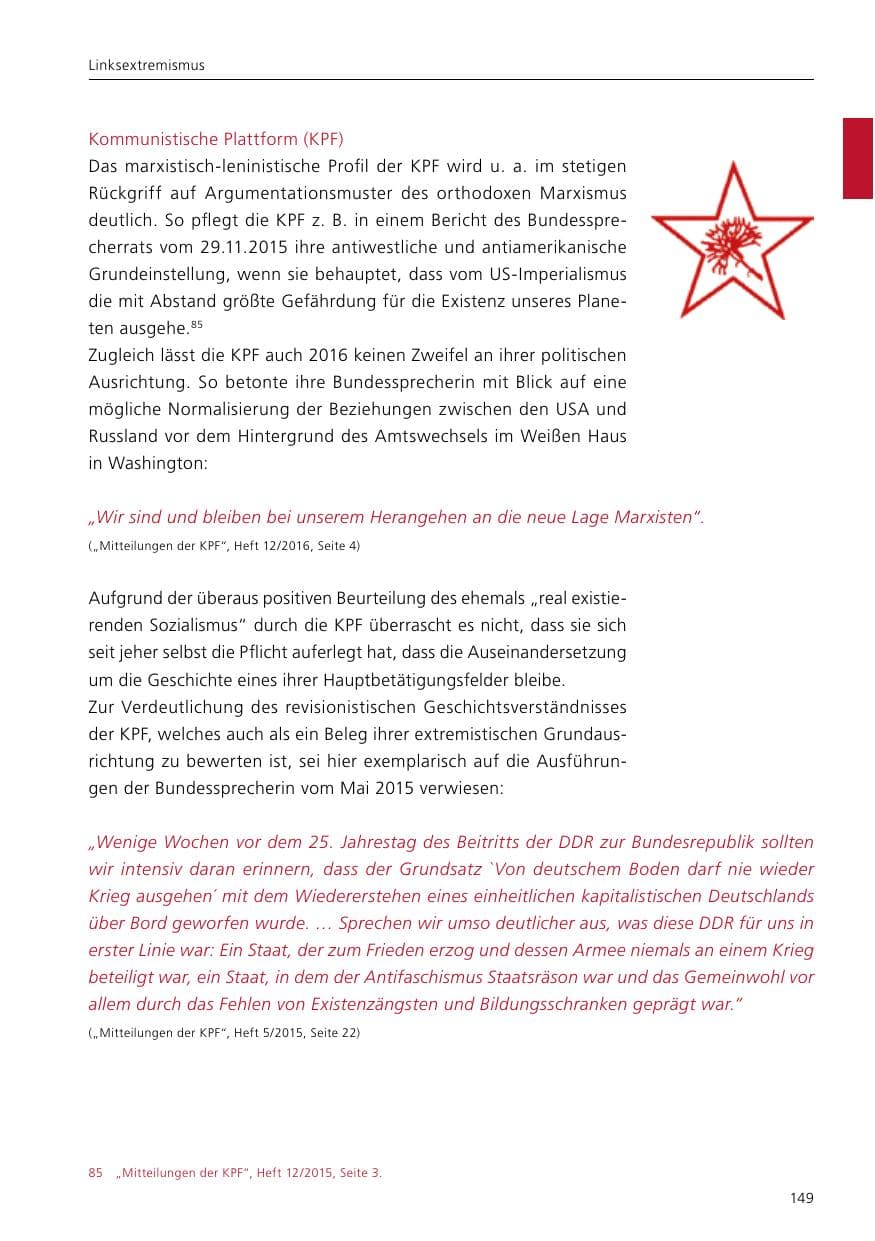 Seite 151 des Verfassungsschutzbericht 2016 Niedersachsen
