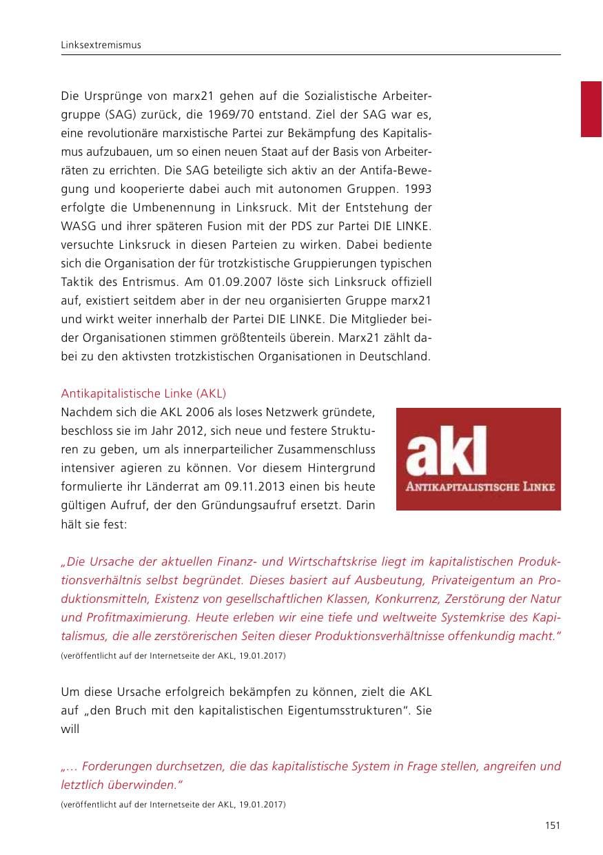 Seite 153 des Verfassungsschutzbericht 2016 Niedersachsen