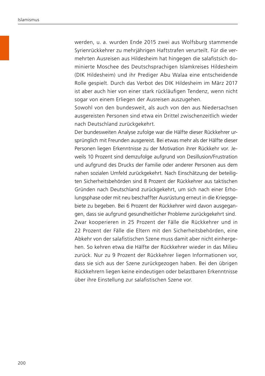 Seite 202 des Verfassungsschutzbericht 2016 Niedersachsen