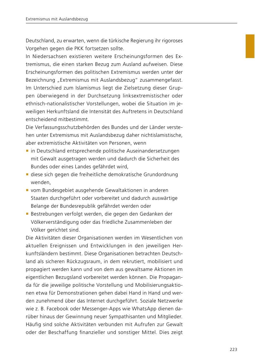 Seite 225 des Verfassungsschutzbericht 2016 Niedersachsen