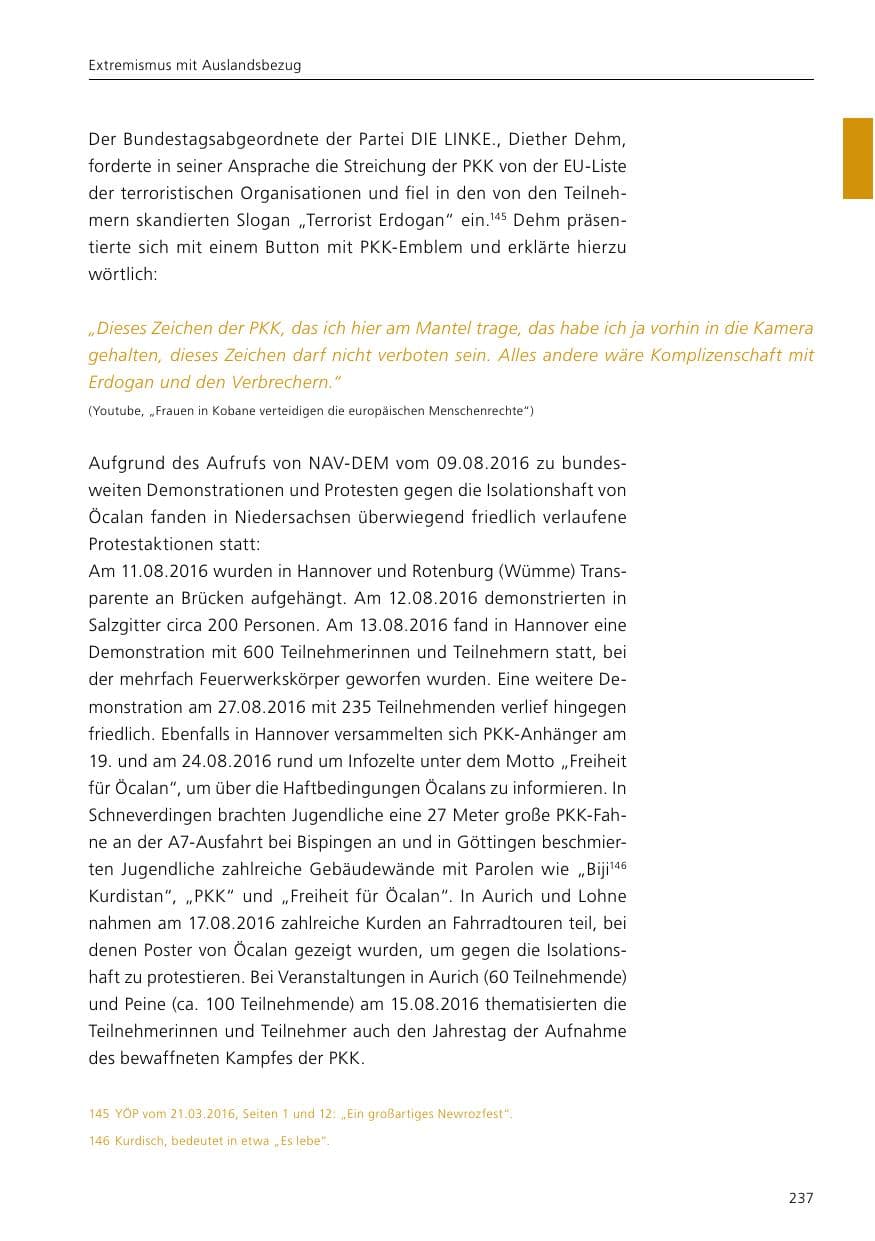 Seite 239 des Verfassungsschutzbericht 2016 Niedersachsen