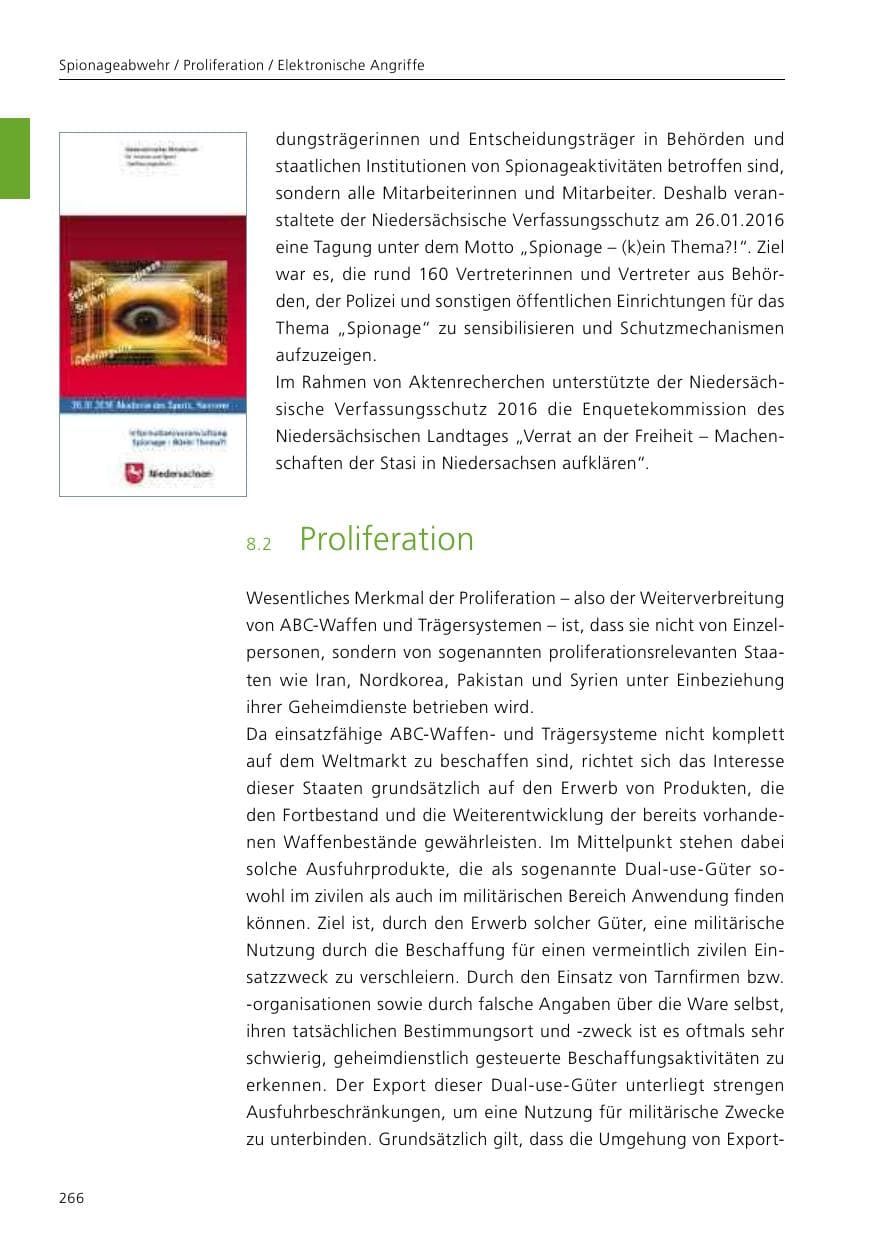 Seite 268 des Verfassungsschutzbericht 2016 Niedersachsen