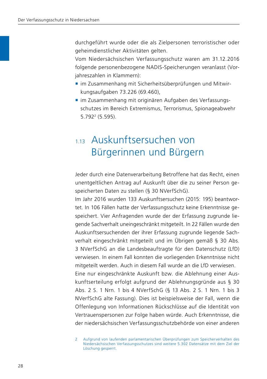 Seite 30 des Verfassungsschutzbericht 2016 Niedersachsen