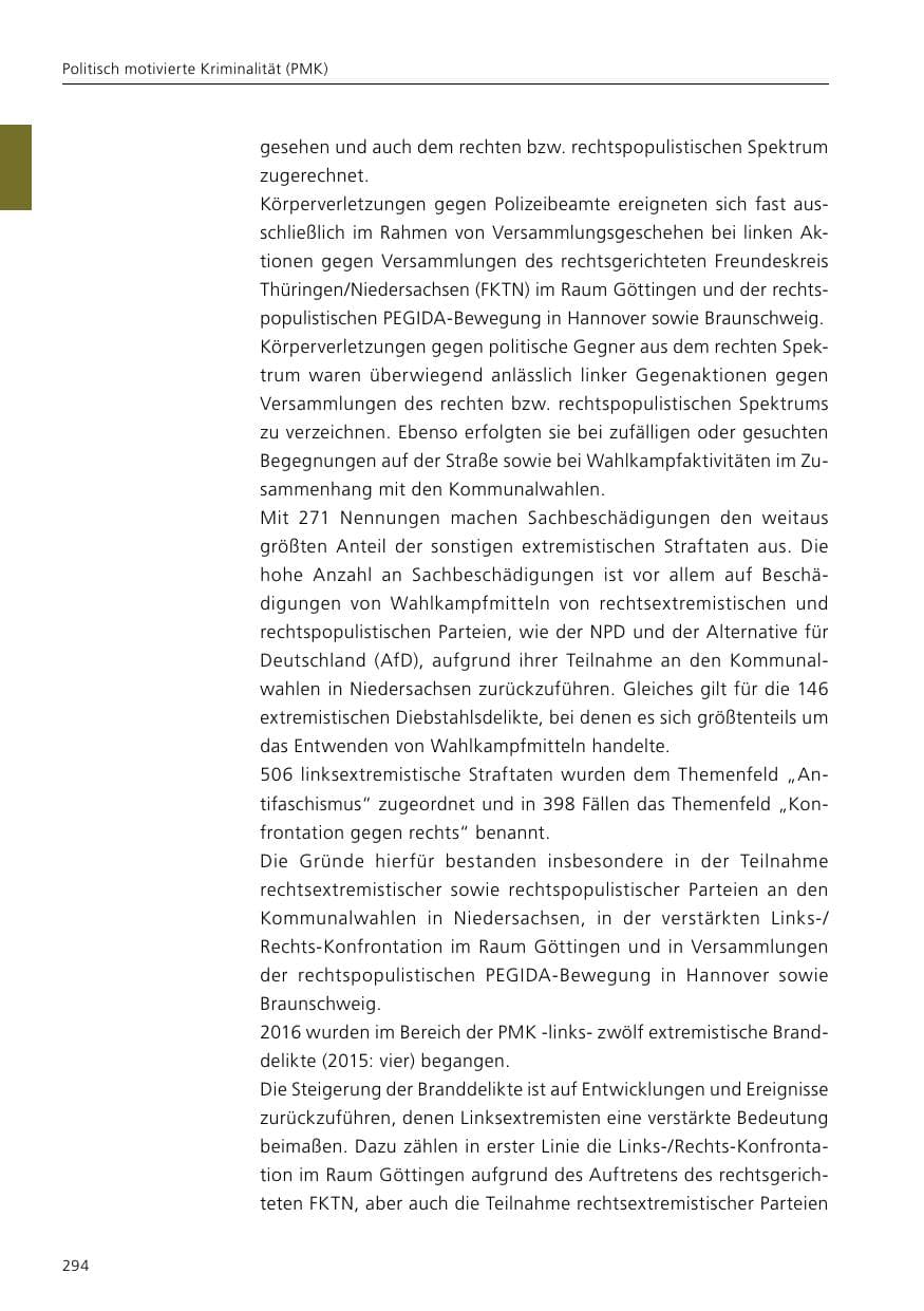 Seite 296 des Verfassungsschutzbericht 2016 Niedersachsen