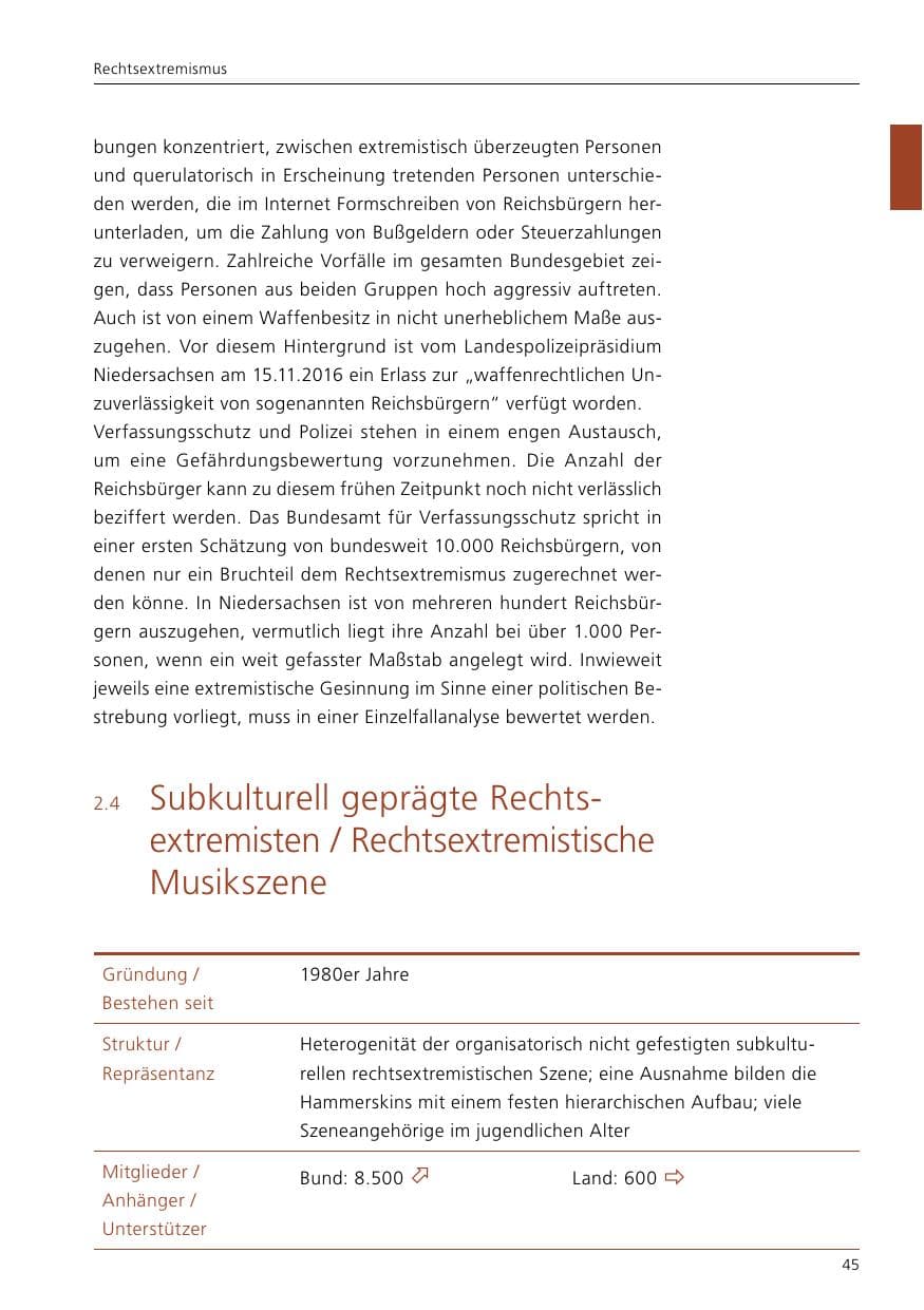 Seite 47 des Verfassungsschutzbericht 2016 Niedersachsen