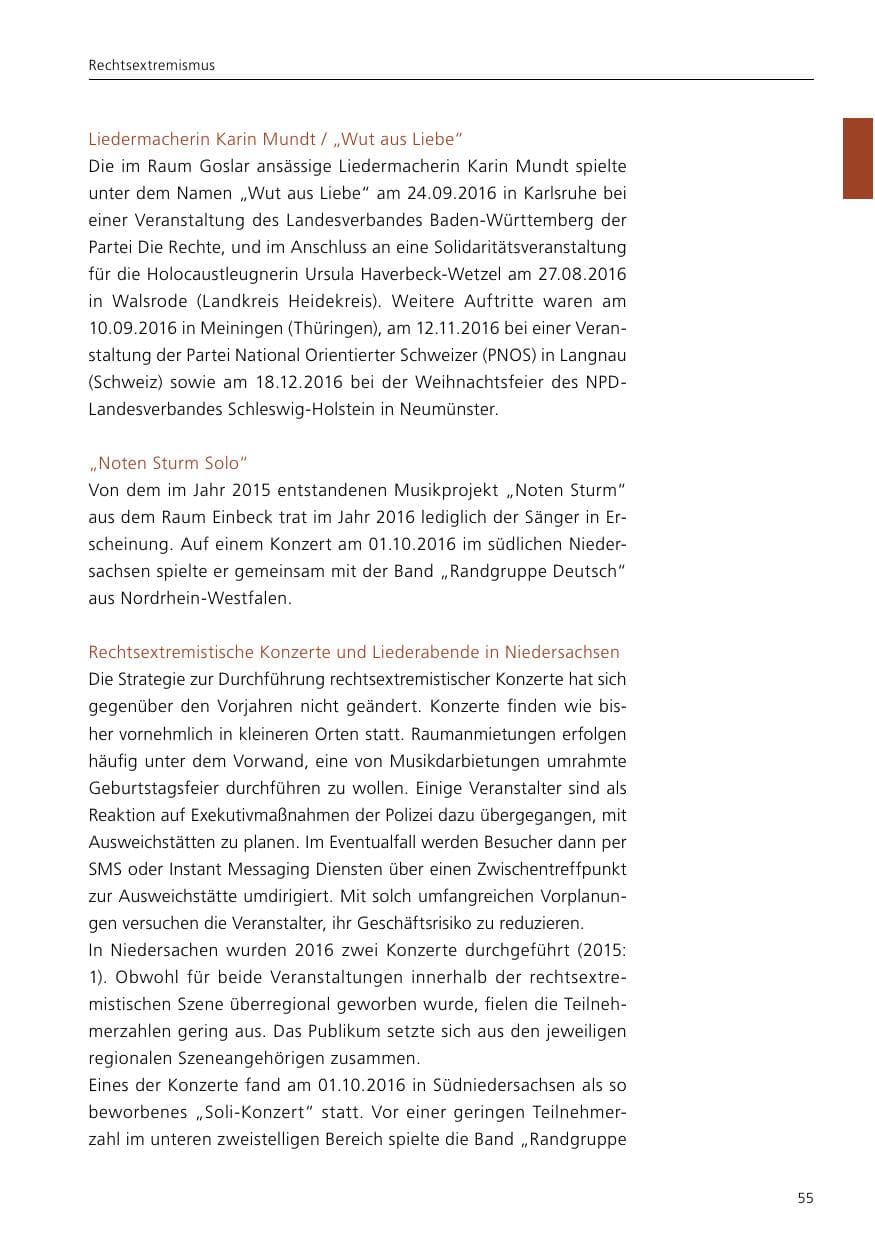 Seite 57 des Verfassungsschutzbericht 2016 Niedersachsen