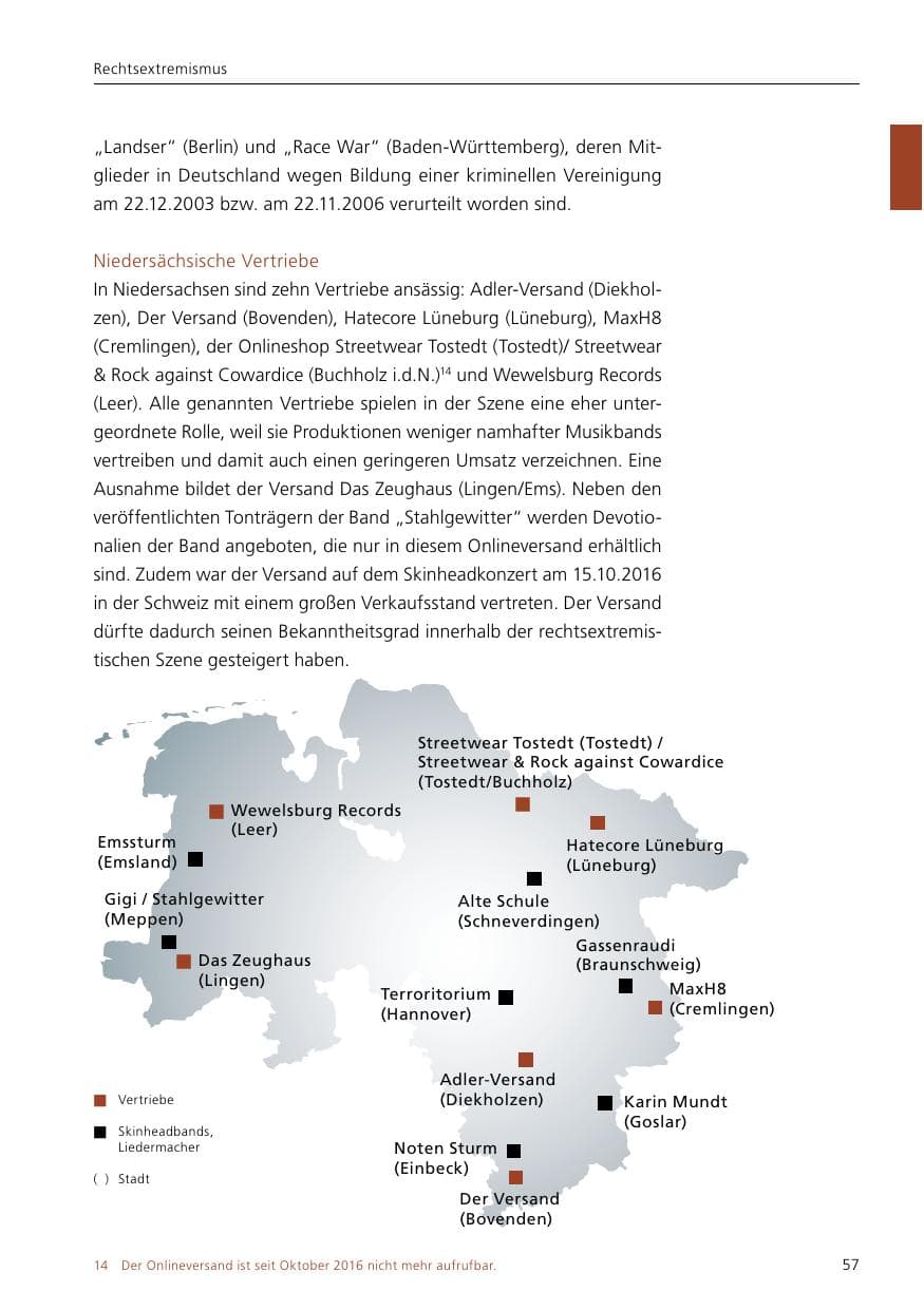 Seite 59 des Verfassungsschutzbericht 2016 Niedersachsen