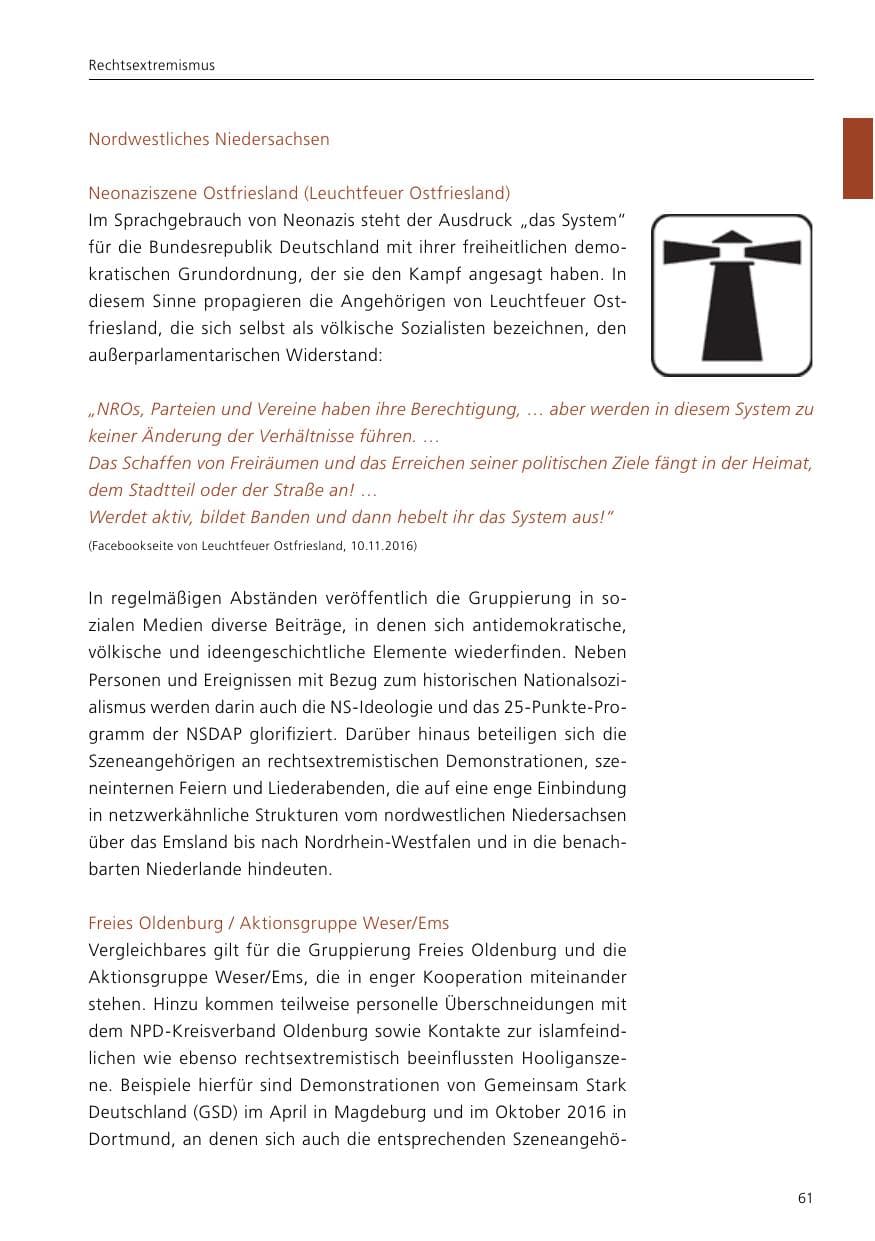 Seite 63 des Verfassungsschutzbericht 2016 Niedersachsen