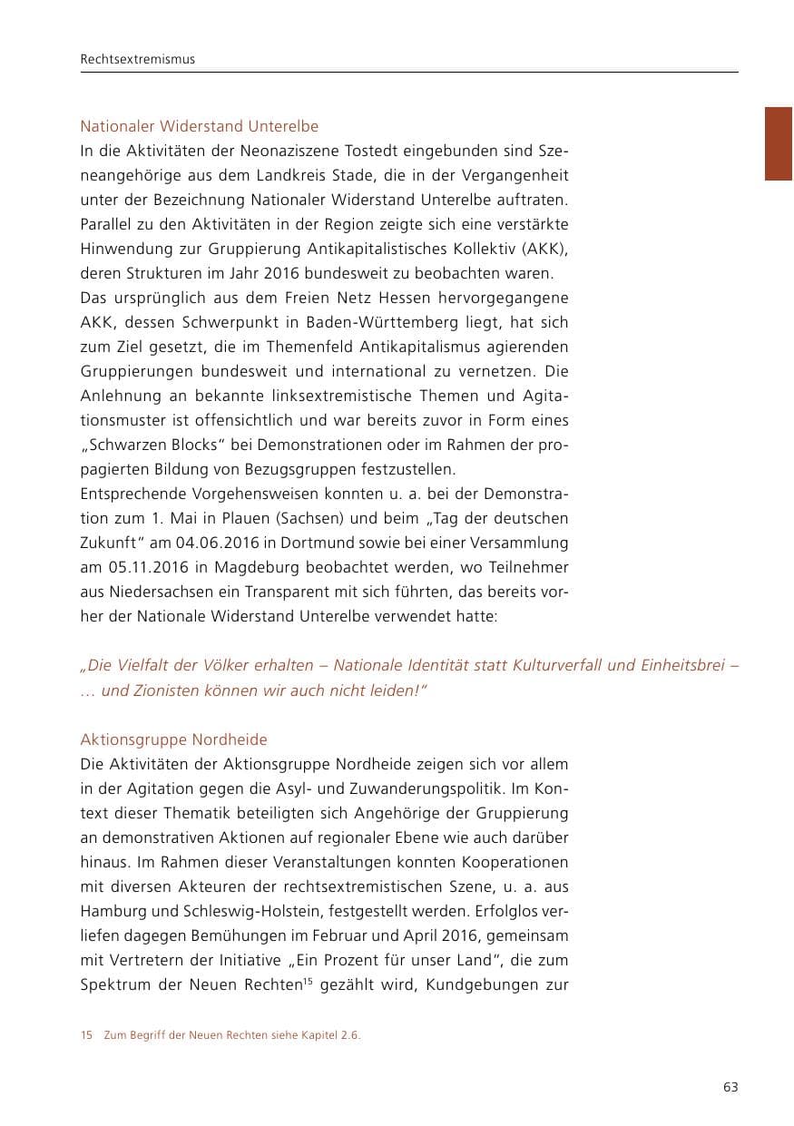 Seite 65 des Verfassungsschutzbericht 2016 Niedersachsen