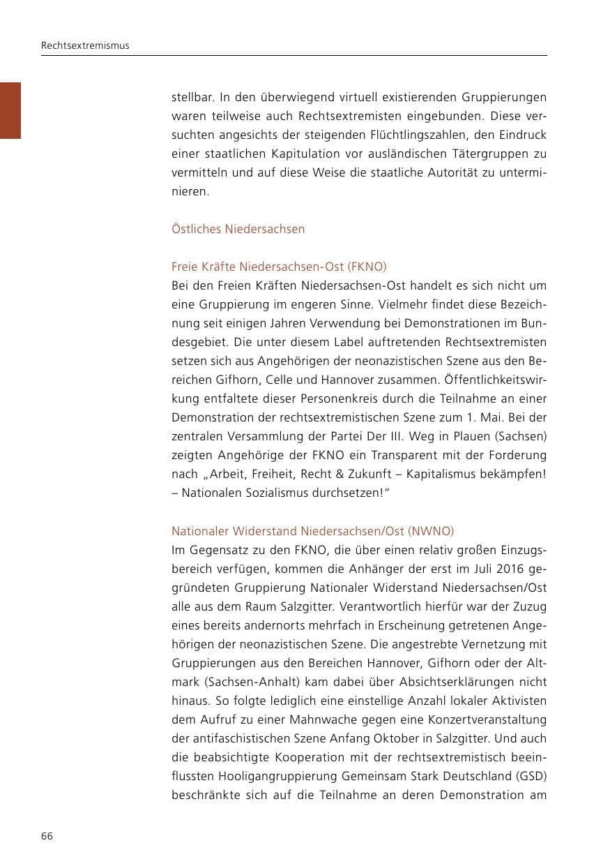 Seite 68 des Verfassungsschutzbericht 2016 Niedersachsen