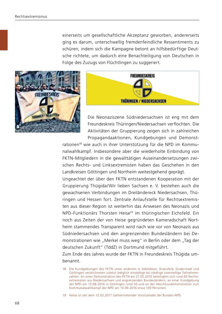 Seite 70 des Verfassungsschutzbericht 2016 Niedersachsen