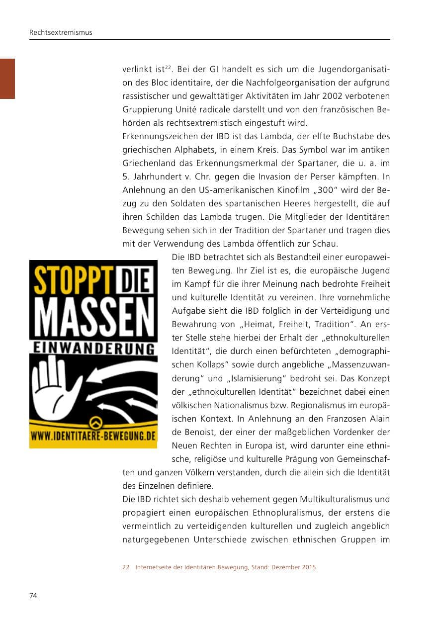 Seite 76 des Verfassungsschutzbericht 2016 Niedersachsen