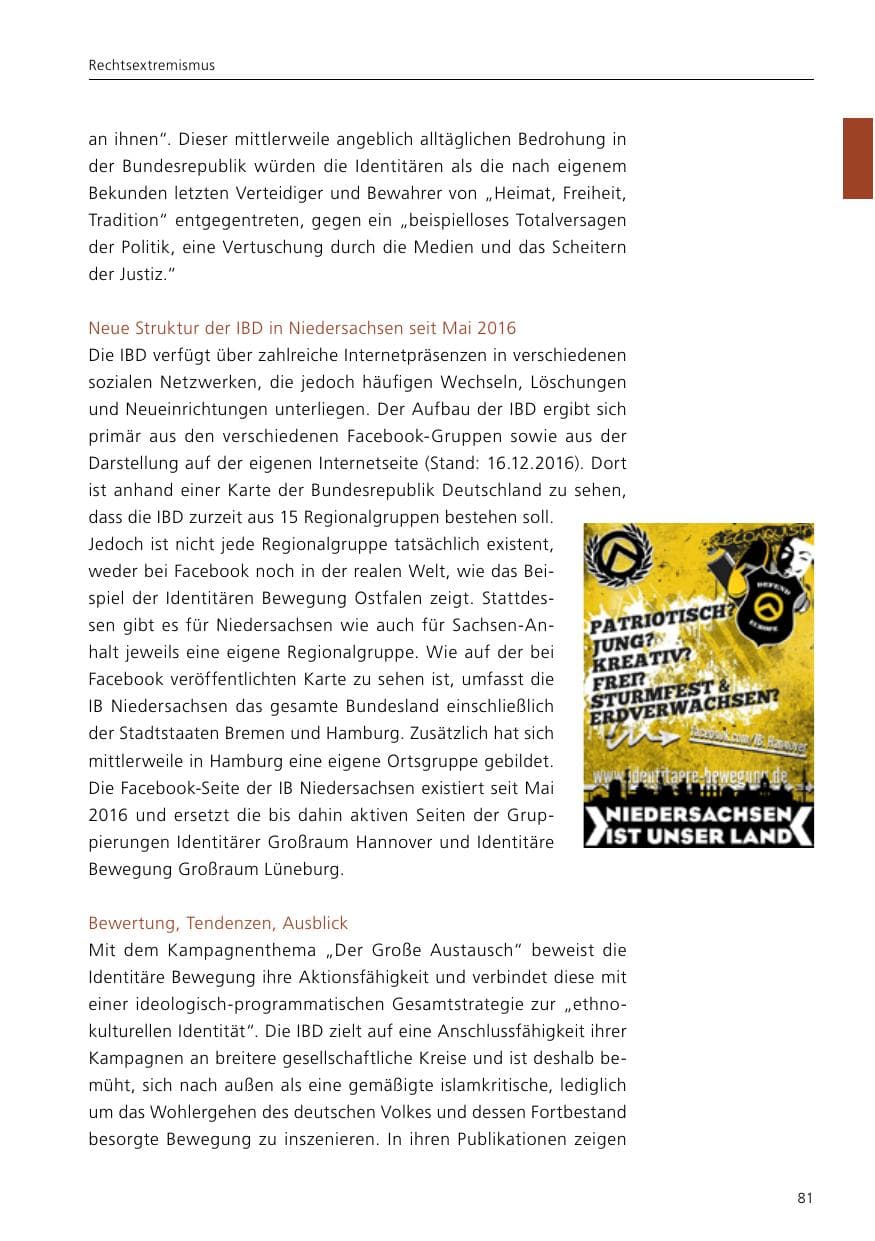 Seite 83 des Verfassungsschutzbericht 2016 Niedersachsen