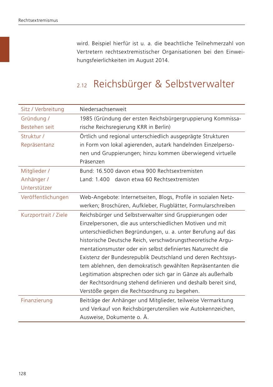 Seite 130 des Verfassungsschutzbericht 2017 Niedersachsen