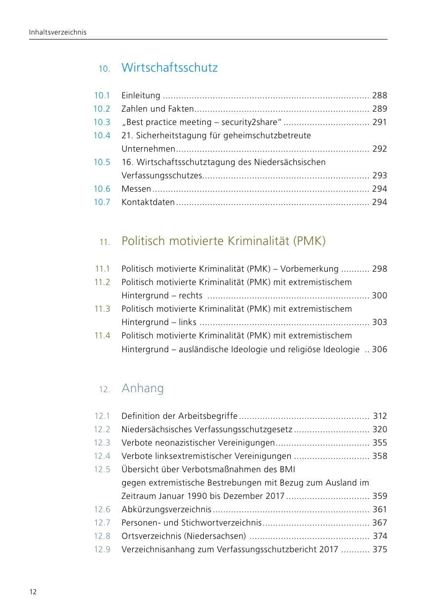Seite 14 des Verfassungsschutzbericht 2017 Niedersachsen