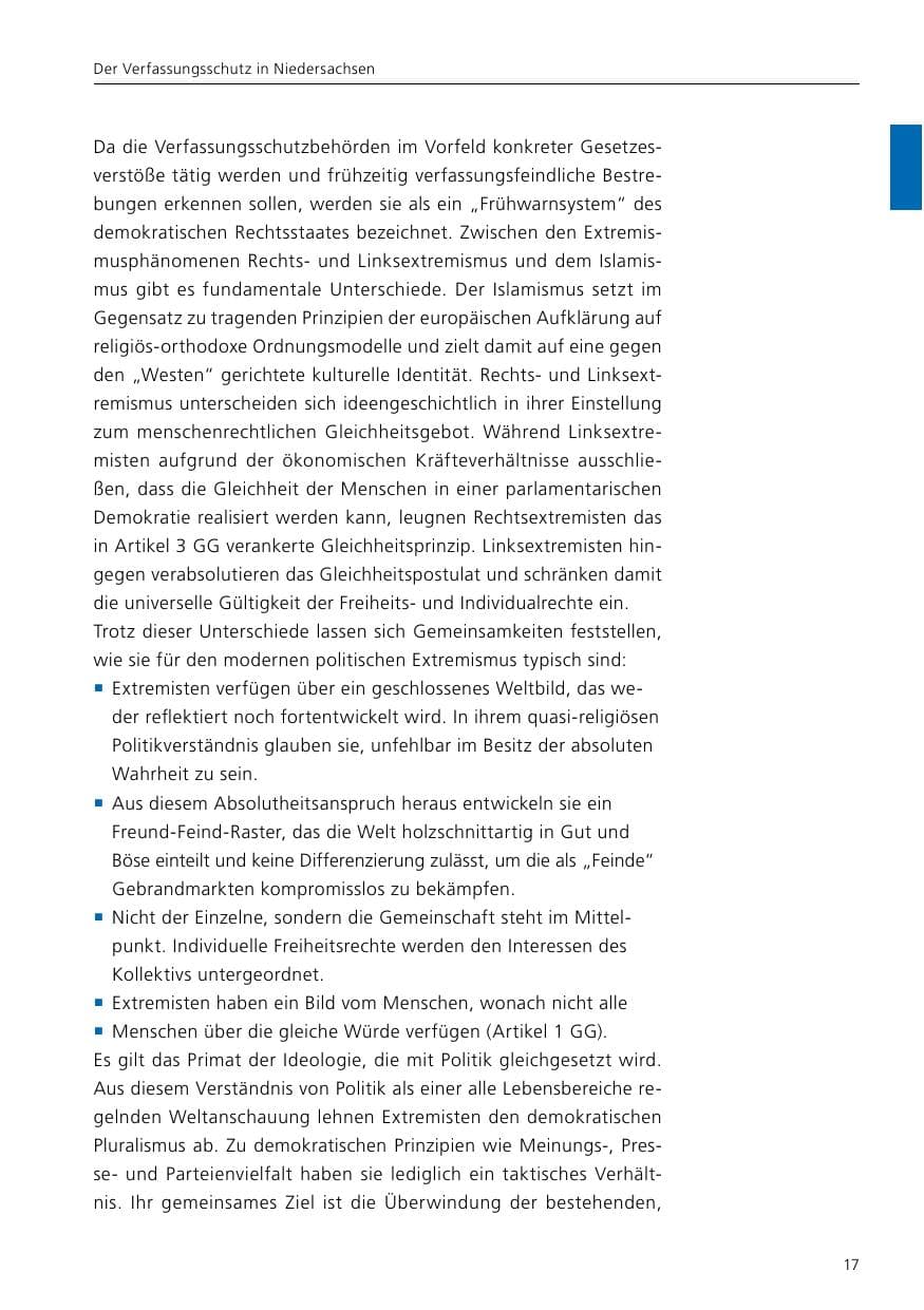 Seite 19 des Verfassungsschutzbericht 2017 Niedersachsen