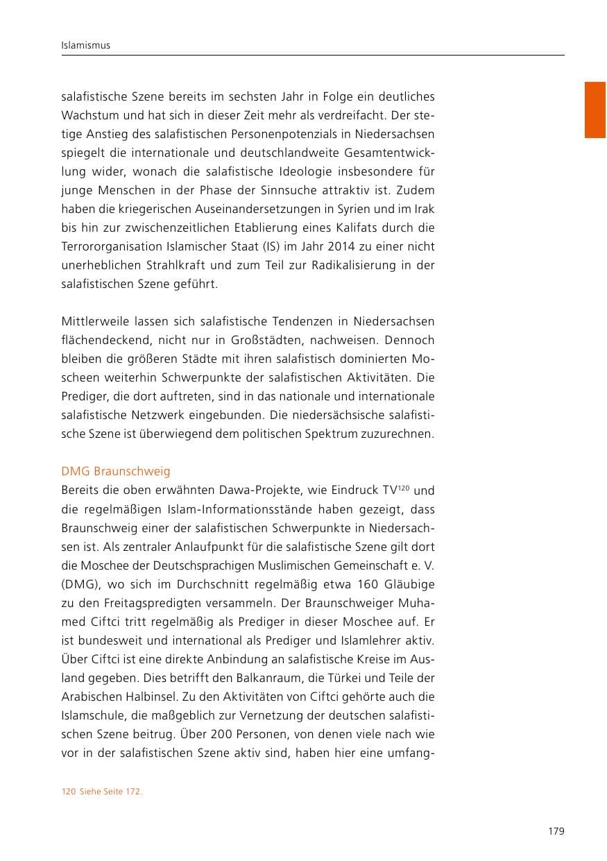 Seite 181 des Verfassungsschutzbericht 2017 Niedersachsen