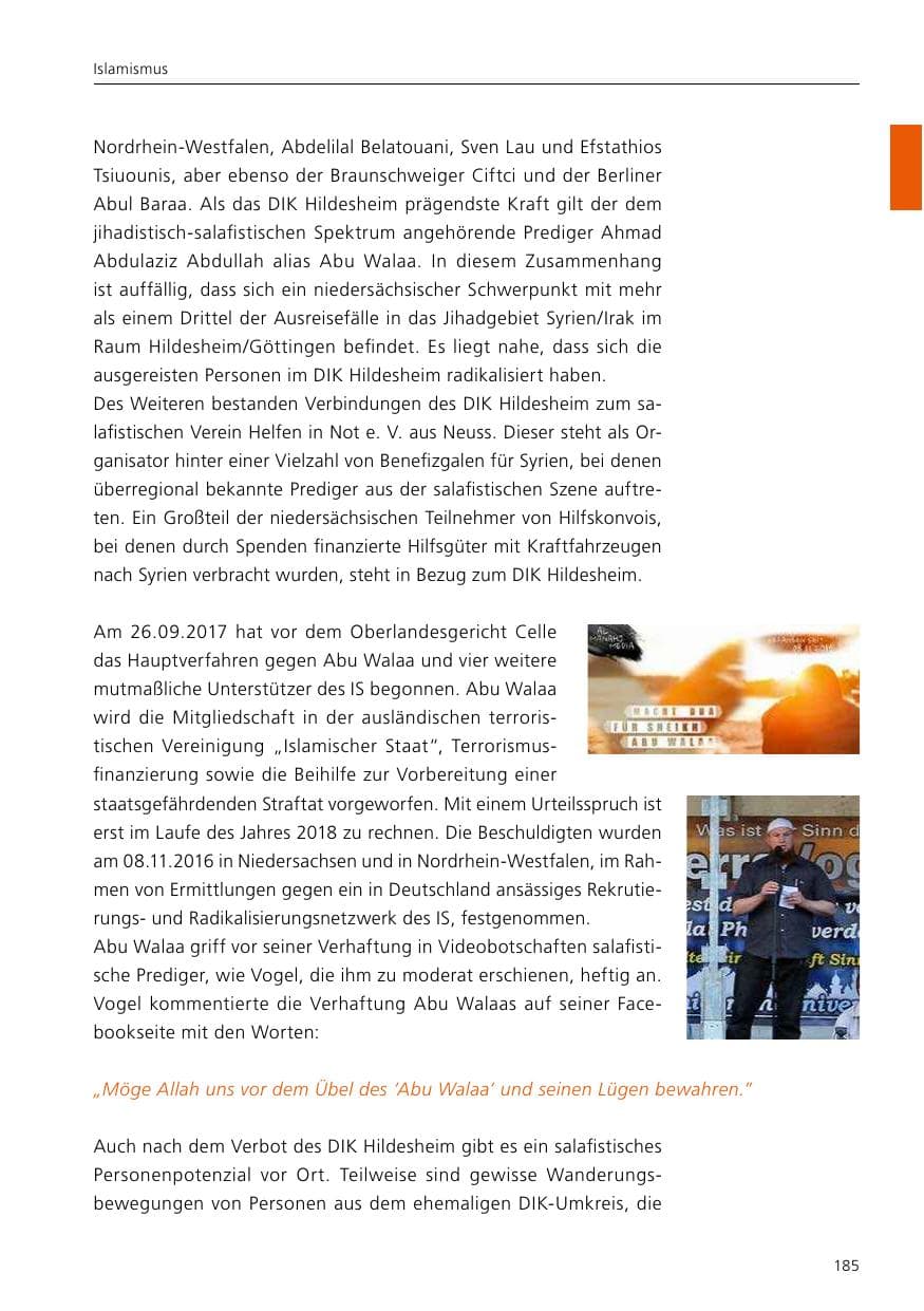 Seite 187 des Verfassungsschutzbericht 2017 Niedersachsen