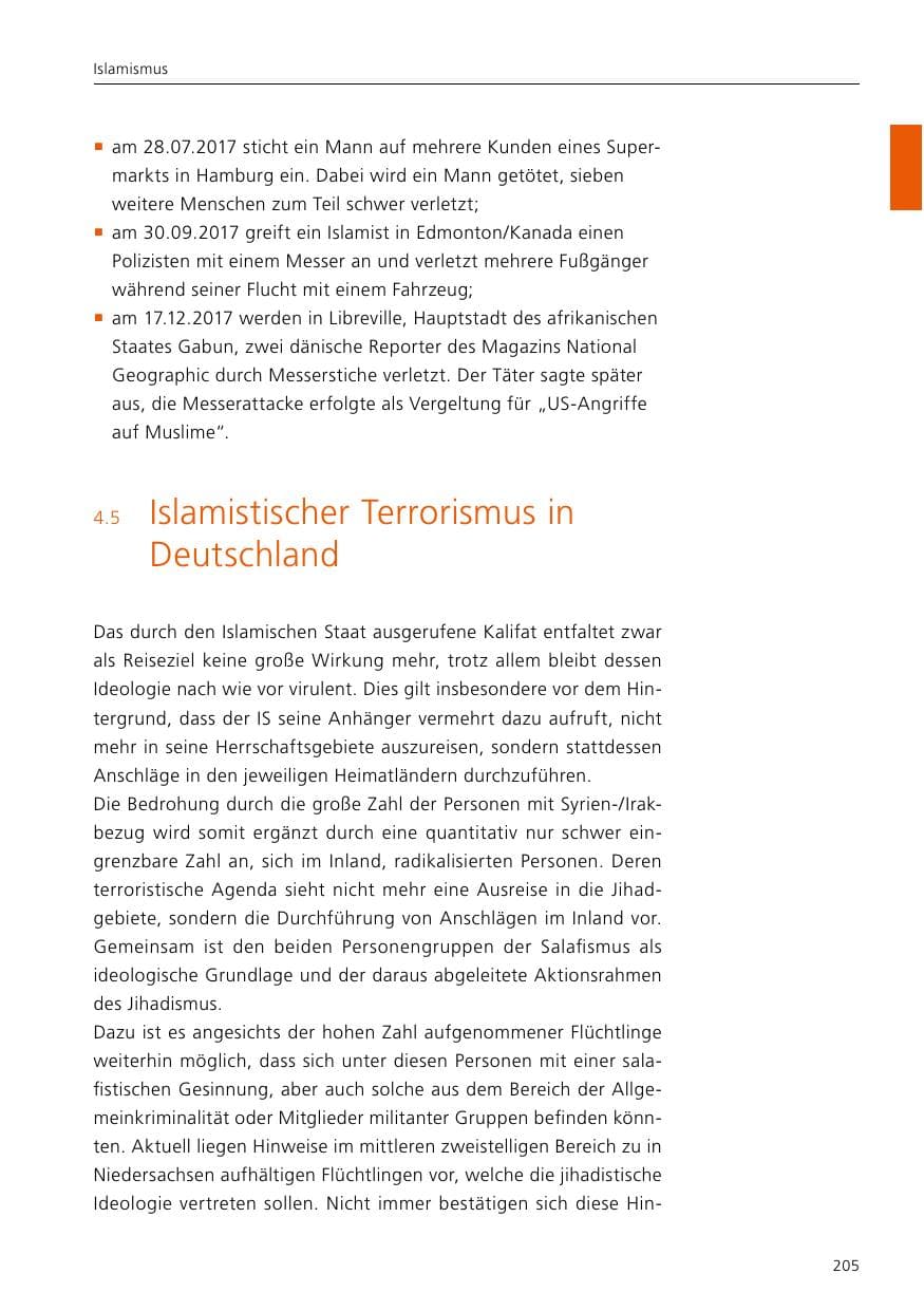 Seite 207 des Verfassungsschutzbericht 2017 Niedersachsen