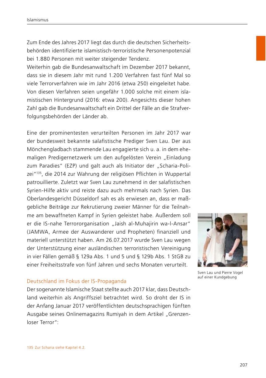 Seite 209 des Verfassungsschutzbericht 2017 Niedersachsen