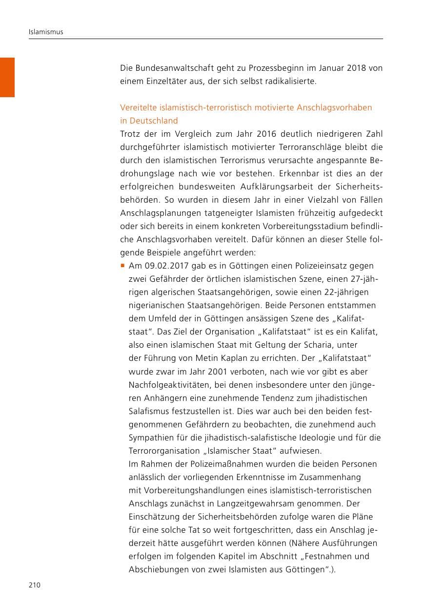 Seite 212 des Verfassungsschutzbericht 2017 Niedersachsen