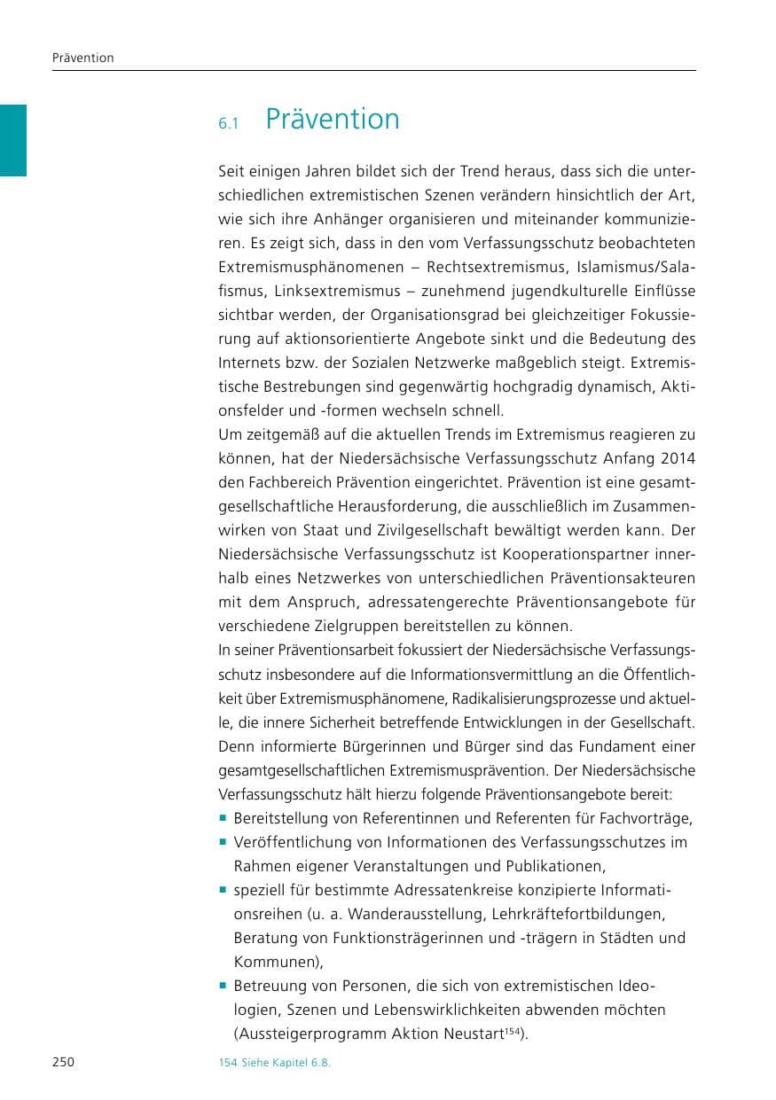 Seite 252 des Verfassungsschutzbericht 2017 Niedersachsen