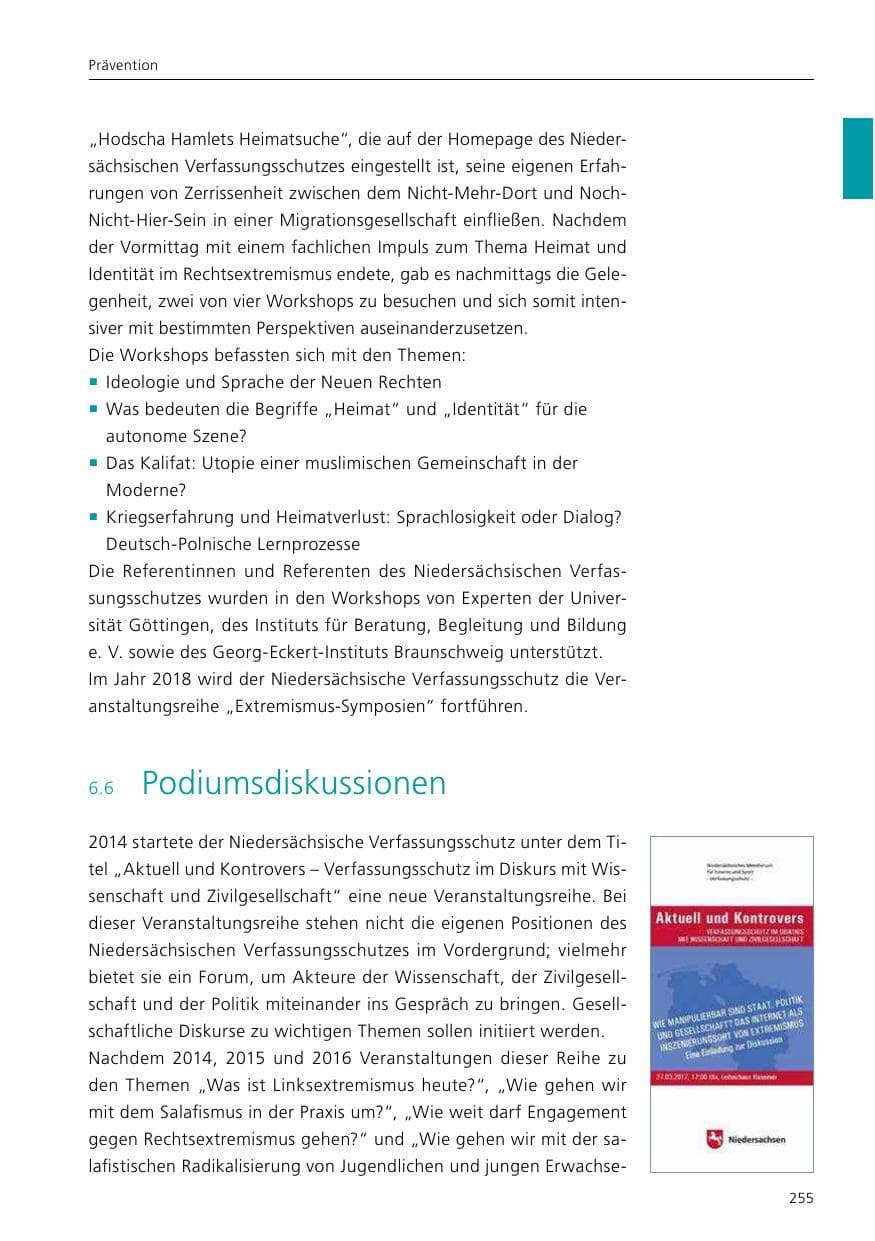Seite 257 des Verfassungsschutzbericht 2017 Niedersachsen