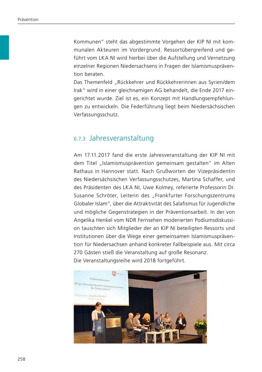 Seite 260 des Verfassungsschutzbericht 2017 Niedersachsen