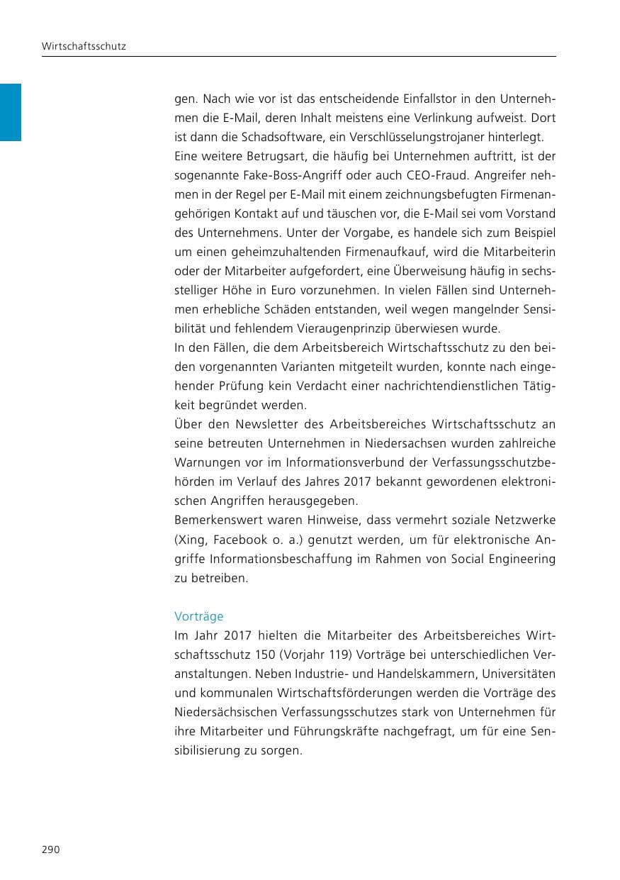 Seite 292 des Verfassungsschutzbericht 2017 Niedersachsen