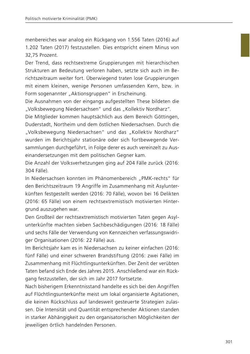 Seite 303 des Verfassungsschutzbericht 2017 Niedersachsen