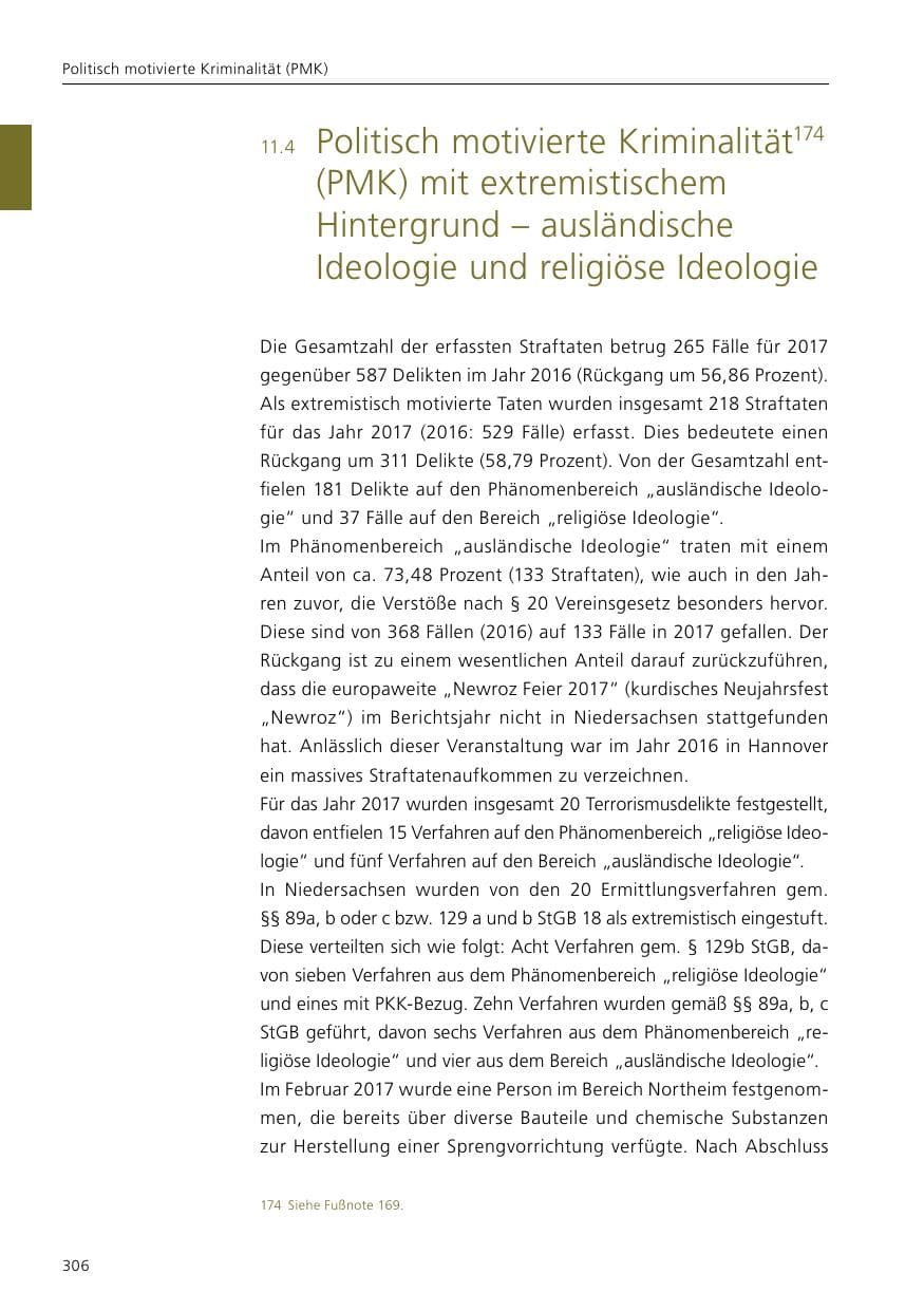 Seite 308 des Verfassungsschutzbericht 2017 Niedersachsen