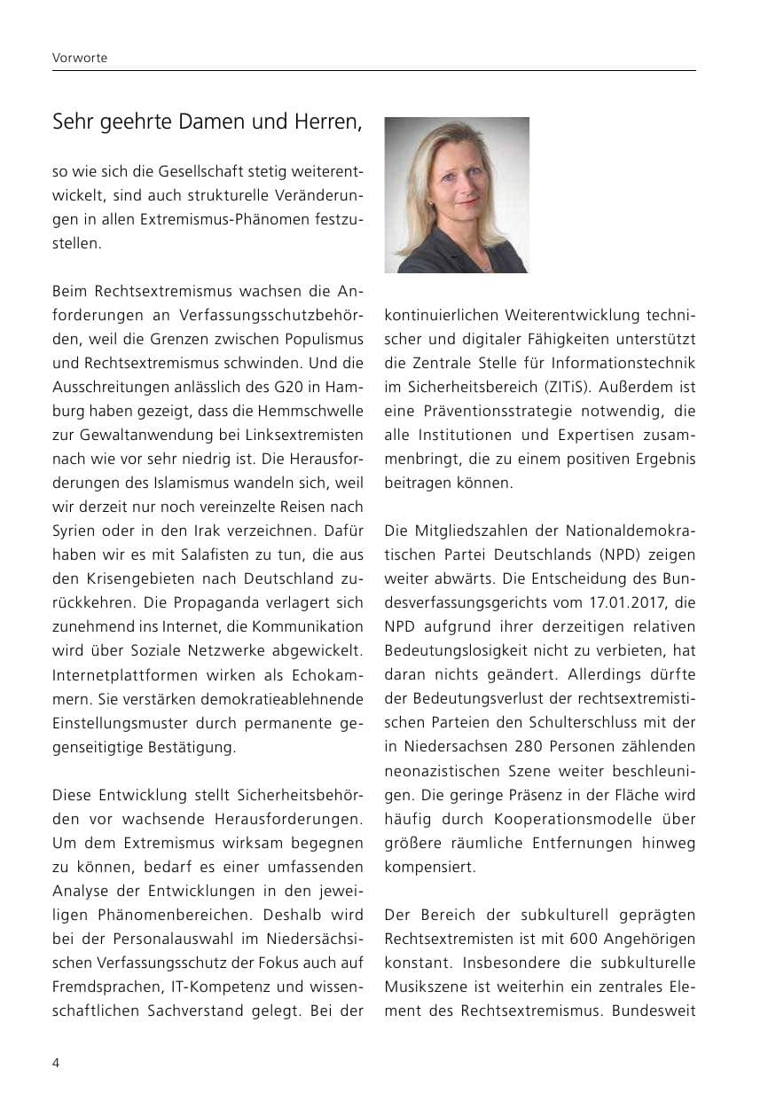 Seite 6 des Verfassungsschutzbericht 2017 Niedersachsen