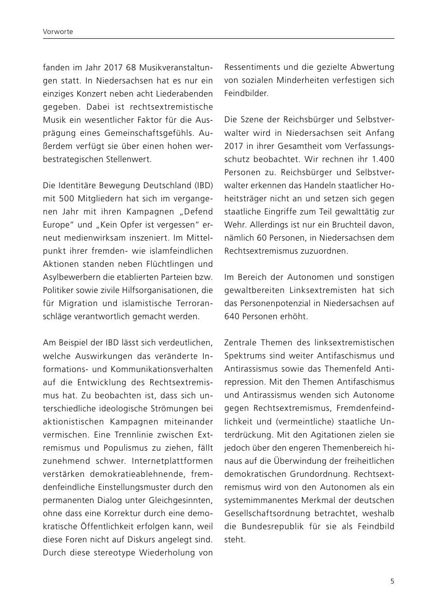 Seite 7 des Verfassungsschutzbericht 2017 Niedersachsen